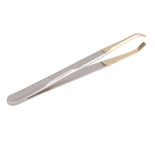 1 STÜCK Make-up-Werkzeuge Augenbrauenpinzette Edelstahl Schräge Spitze Augenpinzette Klemme zur Gesichtshaarentfernung gold