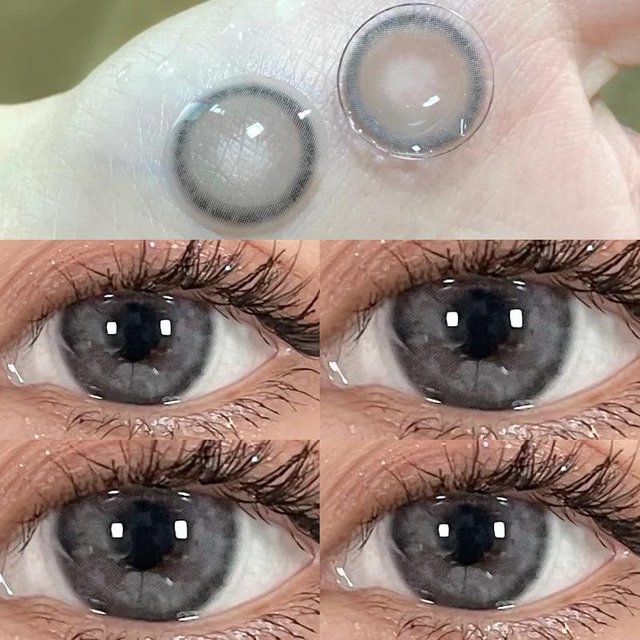Farbige Kontaktlinsen, Myopie-Linsen mit Dioptrien, kosmetische Kontaktlinsen, Großhandel, 100 Stück, jährliche Augen, schönes Pupillen-Make-up -8.00 esche grau
