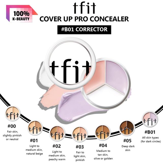 TFIT COVER UP PRO CONCEALER B01 CORRECTEUR 15g, Améliore le Teint Irrégulier, Bonne Adhérence, S'accorde avec le Maquillage de Base, Cosmétiques Coréens, Maquillage Coréen B01 CORRECTOR white