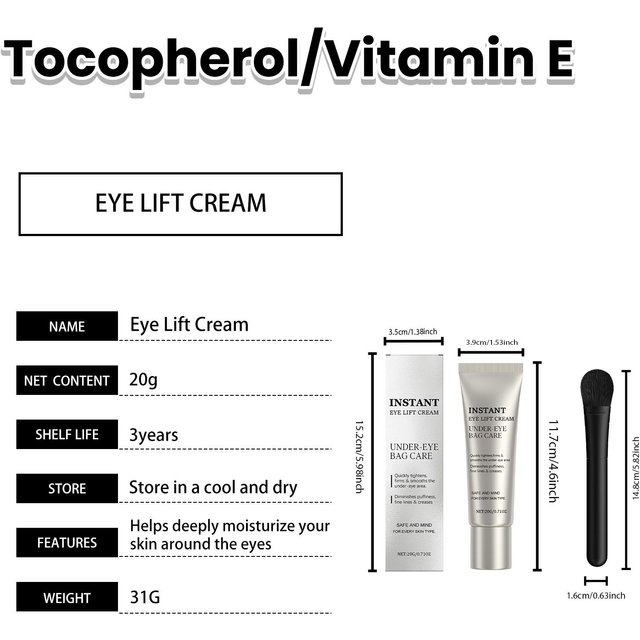 Sofortige Augenpflegecreme Mit Pinsel Langanhaltend Feuchtigkeitsspendend Straffend Glättend Feine Linien Anti-Aging Augenringeentfernung Hautpflege