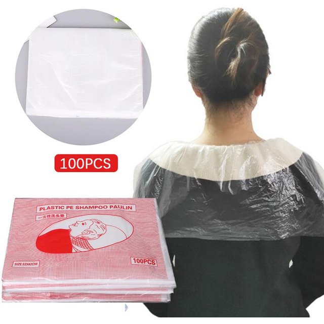 100 Stück Wasserdichte Einweg-Friseursalon-Umhang Shampoo-Waschpad Haarreinigungs-Schal Professionelles Friseur-Pflegezubehör gray