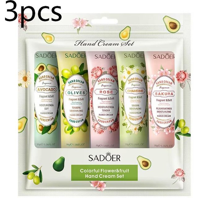 5 Stück/Packung Fruchtpflanzen-Duft-Handcreme-Sets Feuchtigkeitsspendend Langanhaltend Reparatur Anti-Trockenheit Handlotion-Sets Hände Hautpflegeprodukte