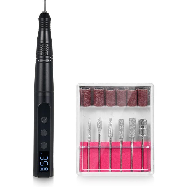 Elektrischer Nagelbohrer, Nagellack-Set, 35.000 U/min, Nagelbohrstift, wiederaufladbar, Maniküre- und Pediküre-Maschine mit schwarz