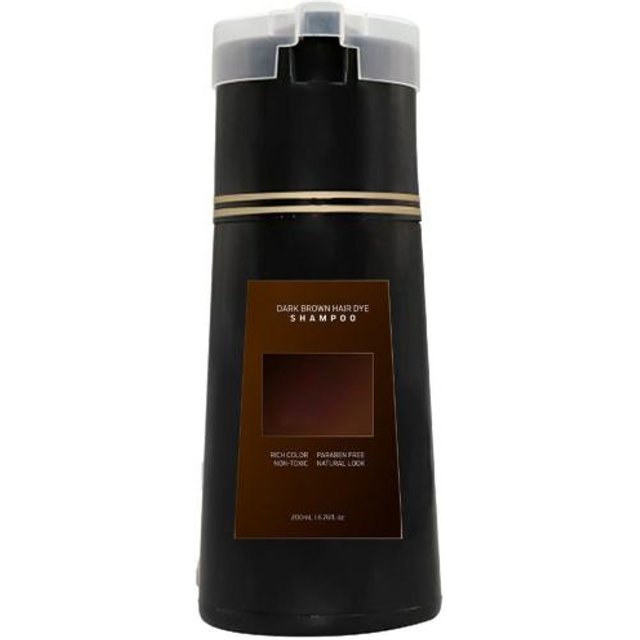 200ML Haarfärbeshampoo mit natürlichen pflanzlichen Inhaltsstoffen für Männer und Frauen, Grauabdeckung, sofortige Haarfärbecreme, Halloween, Cosplay, Party, Make-up-Requisiten 200ML dunkelbraune