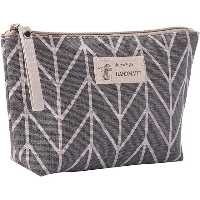 Kosmetiktasche aus Canvas mit großem Fassungsvermögen, Stoff-Reißverschluss-Make-up-Tasche, Reiseaufbewahrung-Münzbörse für Damen gray