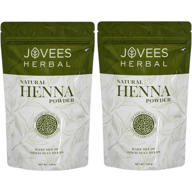 Jovees Kräuter Mehandi Henna Pulver mit Amla Shikakai Brahmi zur Haarpflege Reparatur Haarausfallkontrolle 150g Packung mit 2 gray