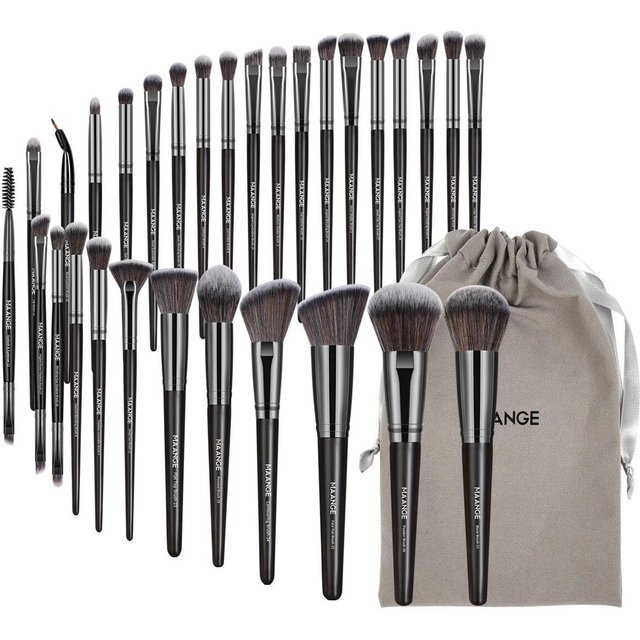 MAANGE Lot de 30 Pinceaux de Maquillage Professionnels Fond de Teint Correcteurs Fards à Paupières Poudre Blush Pinceaux Estompeurs Outils de Beauté avec Sac