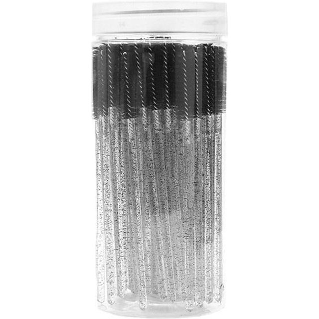 50 Pièces Bâtonnets Mascara Bâtonnets Fards à Paupières Avec Contenants, Brossettes Sourcils Anglées Jetables, Brossettes Extension de Cils, Brossettes Sourcils noir