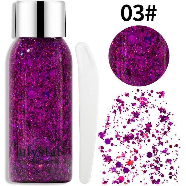 Glitzer Lidschatten Flüssig Gesicht Körper Pailletten Gel Langanhaltend Flüssiger Gesichts Schimmer Mehrfarbig für Party Musik Festival Make-up 30ML