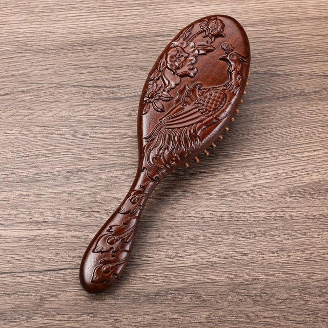 Sandelholz Luftpolsterkamm Holz Haarpflegekamm Oval Kopfhautmassagebürste Kamm 1PC brown