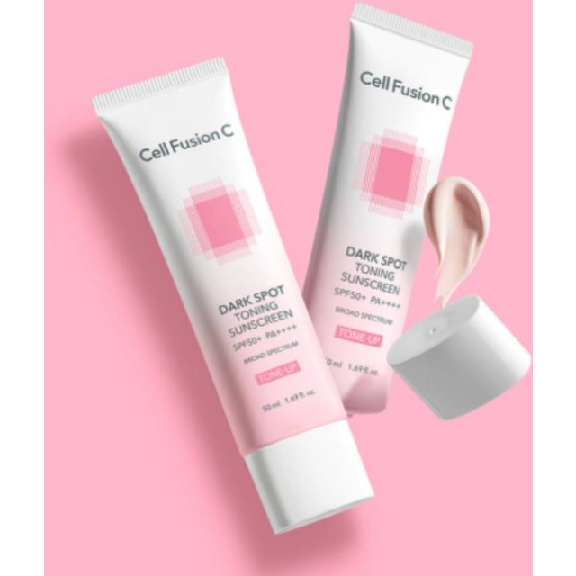 Cell Fusion C Dark Spot Toning Sonnencreme 50ml×2 Natürliche Ton-Up Basis Sonnencreme SPF50+ PA++++ white