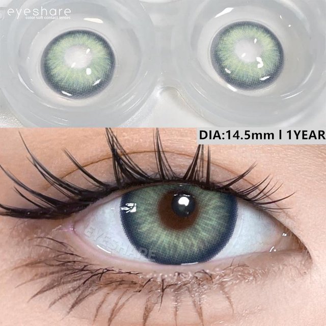 EYESHARE 2 STÜCKE Neue Mode Farbige Kontaktlinsen Dunkelbraune Linsen Grau-weiße Deauty Linsen Dunkelgrüne Linsen Farbige Make-Up Blaue Linsen gray