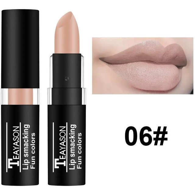 Sexy Matterfarbener Samt-Lippenstift Lang Anhaltend Nicht Abfärbend Nicht Abfärbend Fester Lipgloss Party Lippen Make-up Kosmetik beige