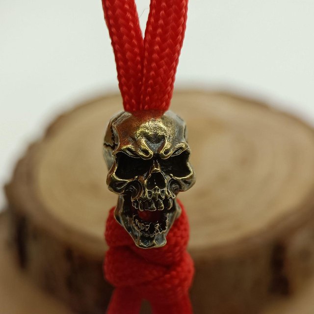 Totenkopf Paracord Perlen Schlüsselanhänger Anhänger für EDC messing