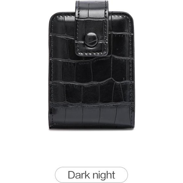 Mini Tragbare Lippenstifttasche mit Spiegel, Minimalistische Kleine Kosmetiktasche mit Knopf, Krokodilgeprägte Damen Make-up Aufbewahrungstasche schwarz