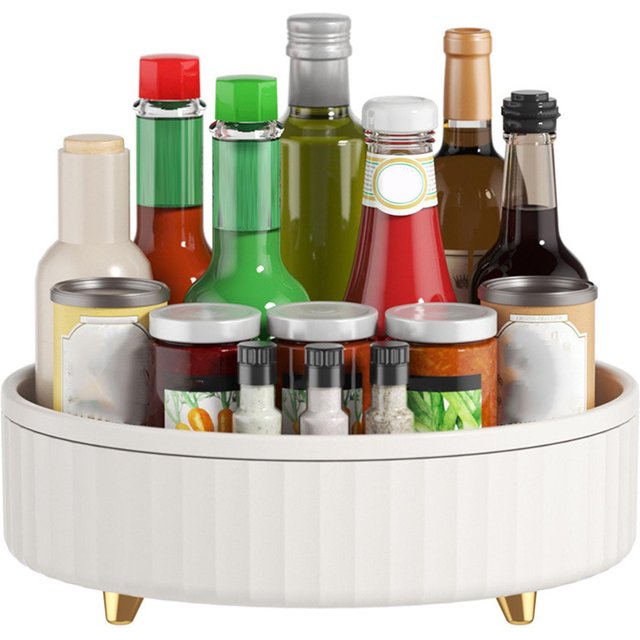 Küchen Drehständer Rundförmig Große Kapazität Make-up Organizer für Gewürze Kosmetik brown