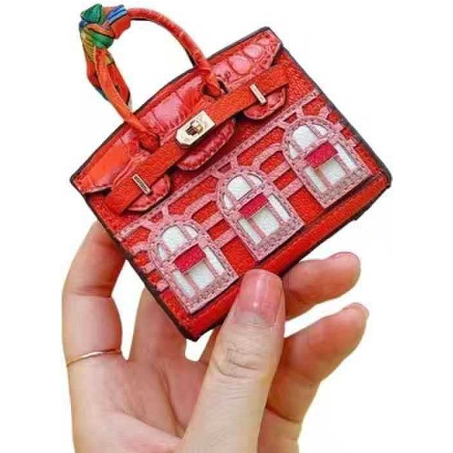 H Home Neue Mini-Anhänger Kleines Haus Platin Tasche Kreative Süße Lippenstift Tasche Kopfhörer Charter Schlüssel Tasche 8x4x9 orange