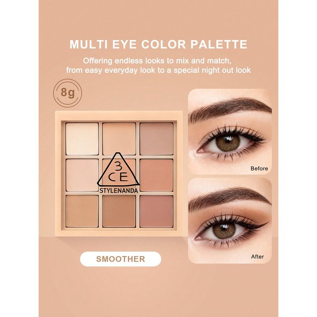 3CE Multi Color Lidschattenpalette #OVERTAKE Tägliches Make-up 8,1g #SMOOTHER