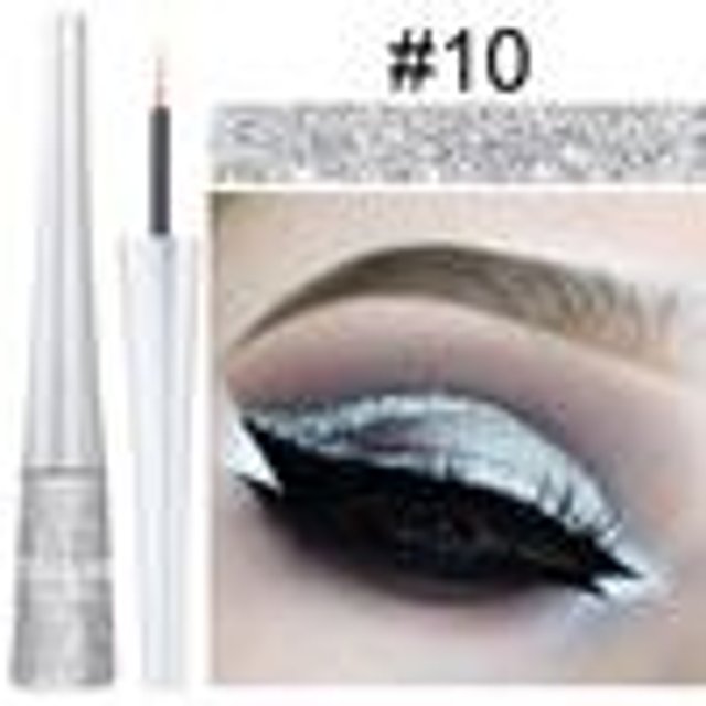 16 Couleurs Paillettes Colorées Poudre Scintillante Eyeliner Liquide Eyeliner Paillettes Reflets Métalliques Imperméable Ombre à Paupières Scintillante… Plus #10 white