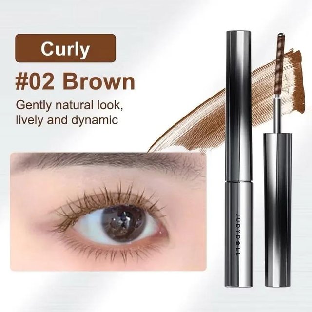 Judydoll 3D Schwung-Wimperntusche, Schwarz & Braun, Schwung & Verlängerung, Langanhaltende Formel, Wasserfest, Wischfest 02Brown Curling