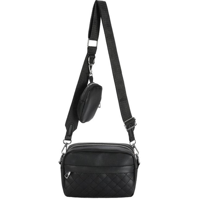 Neue Gesteppte Umhängetasche, Lässige Umhängetasche mit Reißverschluss, PU-Quadratische Tasche mit kleiner Geldbörse, Karte, Telefon, Kamera, Lippenstift, Schlüssel, Beutel black