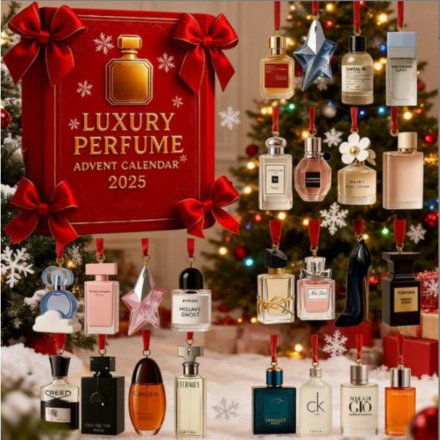 Komplette Serie Weihnachtszählung Blind Box Feiertags-Adventskalender Countdown-Atmosphäre Acryl UV-bedruckter Anhänger Luxury perfume