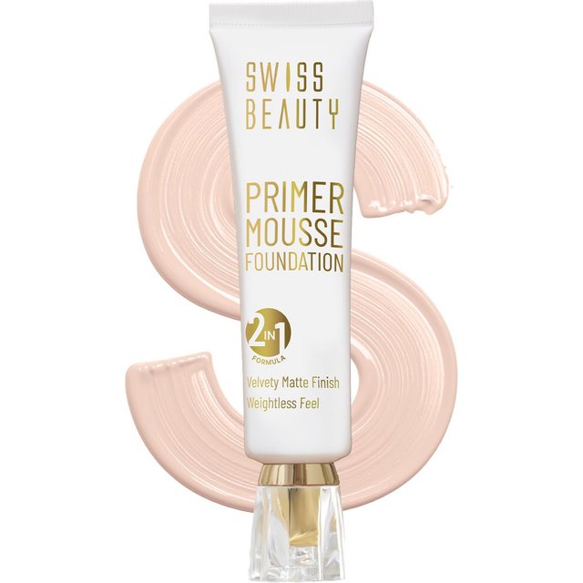 Swiss Beauty Base Mousse Fond de Teint Sans Poids Toucher Lisse & Velours, Maquillage Visage, Blush Rose, 30ml white