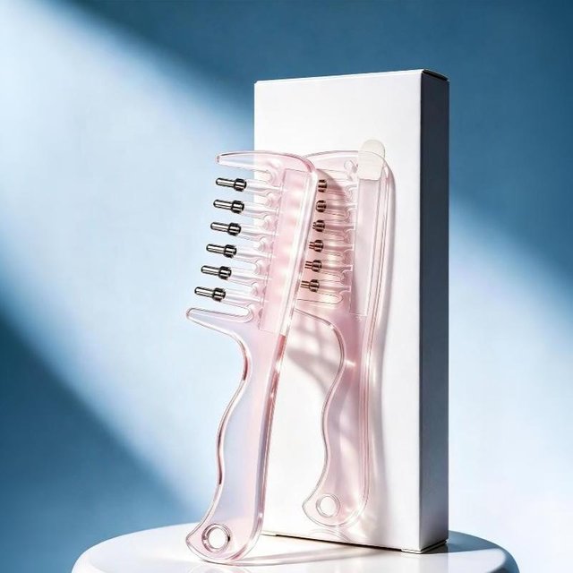 Transparenter Eingebauter Flüssiges Ätherisches Öl Massagekamm Unisex Kopfhautapplikator für Entspannende Heim-Haarpflege B gray
