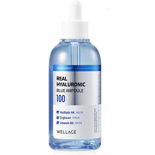 WELLAGE Real Hyaluronic Blue 100 Ampullen Hyaluronsäure enthält konzentriertes Serum, japanischer Distributor, Hautpflege (100ml) (Autorisiertes Produkt) white