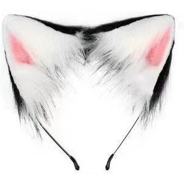 Fluffyanime Fourrure Animale Queue de Renard Pattes de Chat Gants Et Oreilles Coiffe Masque Facial Costume Cosplay Ensemble Accessoire Fête d'Halloween only one white