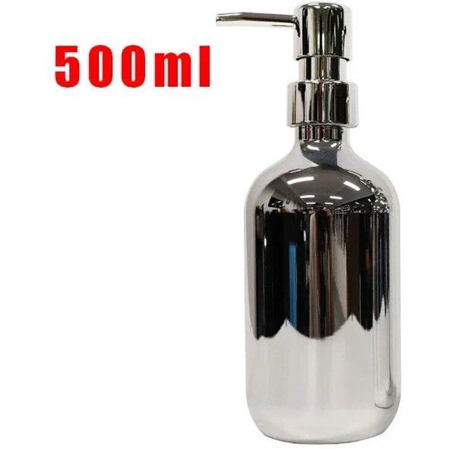 Bouteille de savon désinfectant plaquée argent de 500 ml, distributeur de savon rechargeable pour shampoing, gel douche, accessoires de salle de bain et de cuisine black