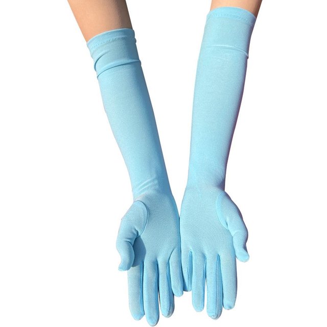 Solide Frauen Dance Party Bar Leistung Cosplay Lange Handschuhe Sonnencreme Milch Seide Elastizität Urlaub Prom Handschuhe hellblaue