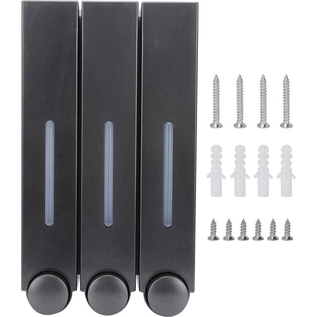 Wandmontage Duschgelspender Drei Köpfe Shampoo Spender für Hotel Badezimmer6028 Schwarz black
