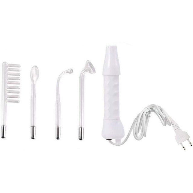Bâton de Thérapie Cutanée Haute Fréquence 4 Pièces Tubes Peigne Élimination des Acariens Traitement de l'Acné Machine Faciale pour Soins du Visage white