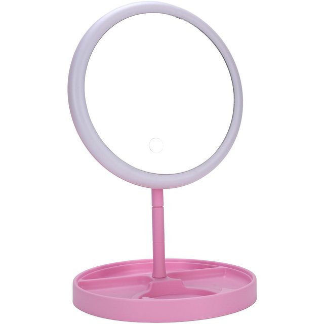 Make-up-Spiegel mit Beleuchtung Stufenloses Dimmen 3 Farben Beleuchteter Kosmetikspiegel 1200mAh USB white