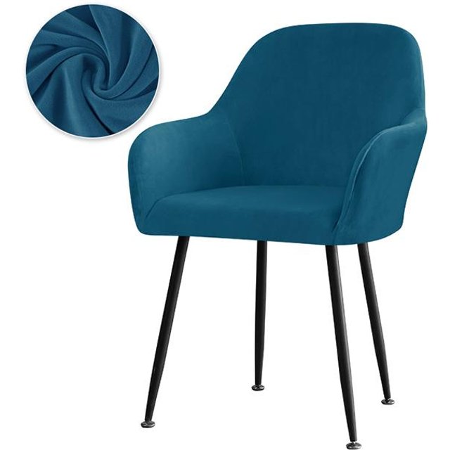 Samt-Bezüge für Hochsessel, elastisches Plüsch-Fleece, waschbar, Bezug für Esszimmer- und Make-up-Stühle, Schonbezüge für Büro- und Computersessel ZX130 blue