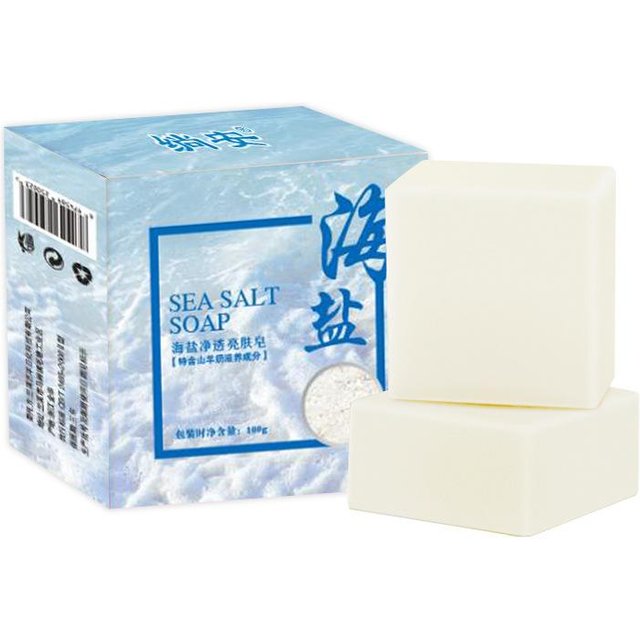 100g Meersalz Seife Reiniger Entfernung Pickel Poren Akne Behandlung Ziegenmilch Feuchtigkeitsspendende Gesichtswaschseife Basis Hautpflege 100g white