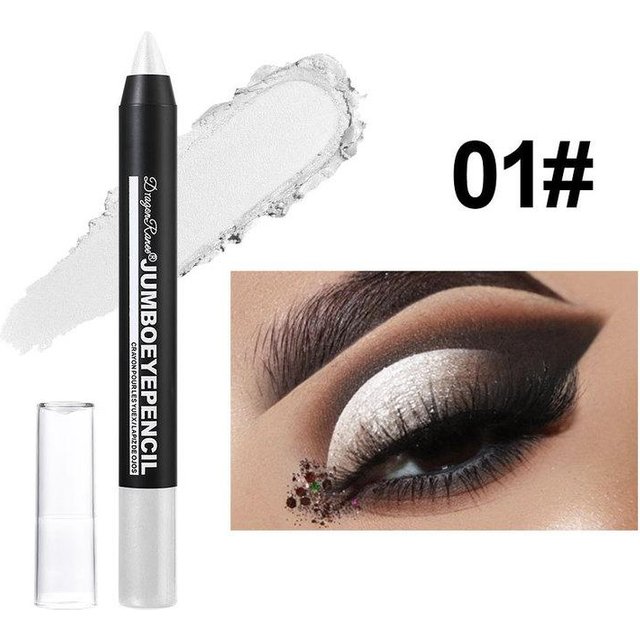 Smoky Dark Green Lidschattenstift, wasserfest, Perlglanz, 12 Farben, Metallic-Glitzer, Lidschatten, Textmarker, Make-up-Tool 01 black