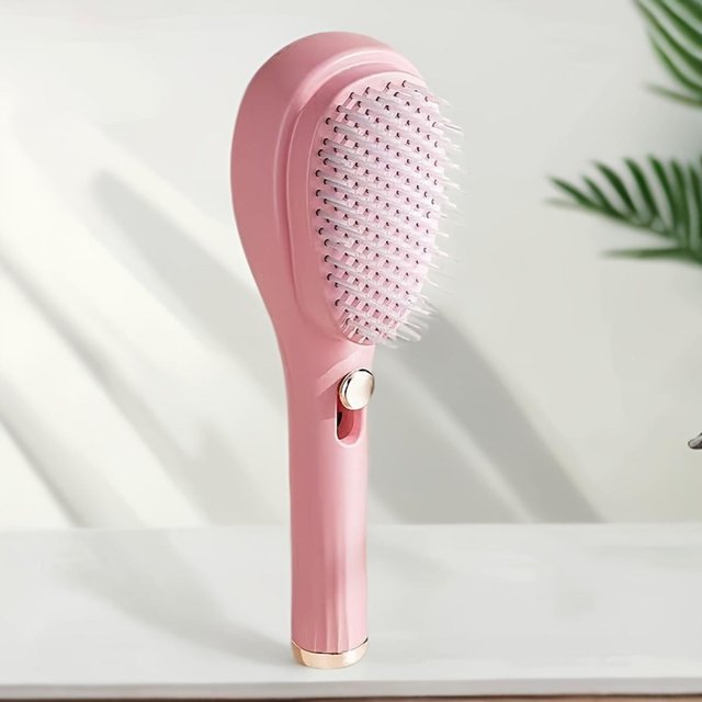 Einziehbare, selbstreinigende Haarbürste – antistatische Massagebürste für mehr Volumen und Kopfhautpflege, das perfekte Geschenk für die modebewusste Frau rosa