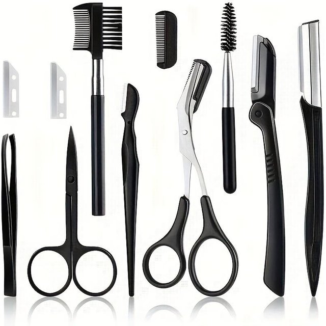 3/4/5/11/12 Stück Augenbrauen Trimmer Set Schere Pinzette Augenbrauenrasierer Schaber Augenbrauenkamm Rasierer Augenbrauenklemme Make-up Werkzeuge