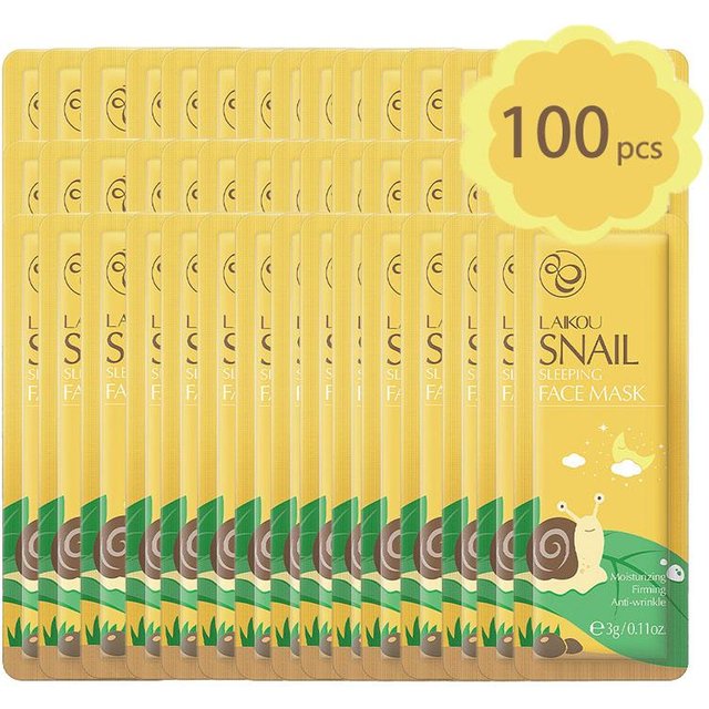 100 Stück LAIKOU Feuchtigkeitsspendende Schlafmaske Kirschblüte Schnecke Seetang Centella Gesichtsmaske Straffend & Pflegend Öl-kontrollierende Hautpflege