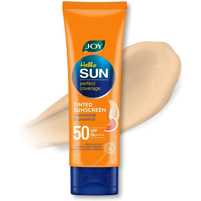 Joy Getönte Sonnencreme LSF 50 Natürlicher Ton 50ml Packung 1 Mattierend Wasserfest Breitband-Creme beige