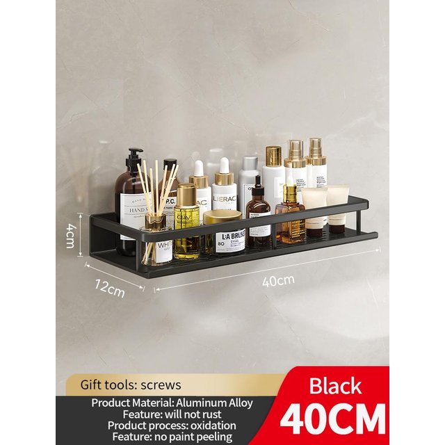 50cm/60cm Aluminium Badezimmerregal Regale Shampoo Make-up Aufbewahrungshalter Küchenflächen Organizer Wandmontiertes Regal Zugang white