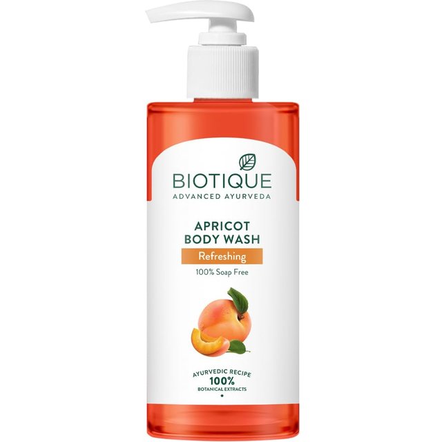 Biotique Aprikose Erfrischendes Duschgel 300ml, Hellt auf & macht die Haut weich, 100% natürliche botanische Extrakte, Beruhigendes Gel für alle Hauttypen white