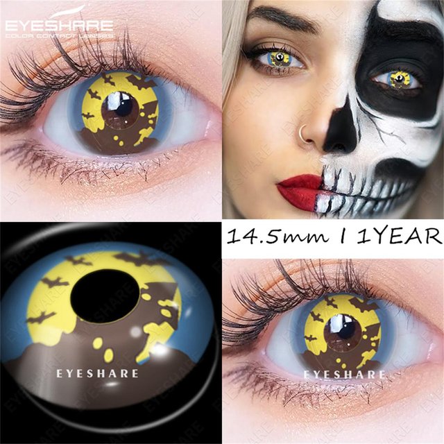 Eyeshare 1 Paar farbige Kontaktlinsen für Augen, Anime, Cosplay, farbige Linsen, Halloween, verrückte Linsen, Augenschönheit, Make-up-Linsen white