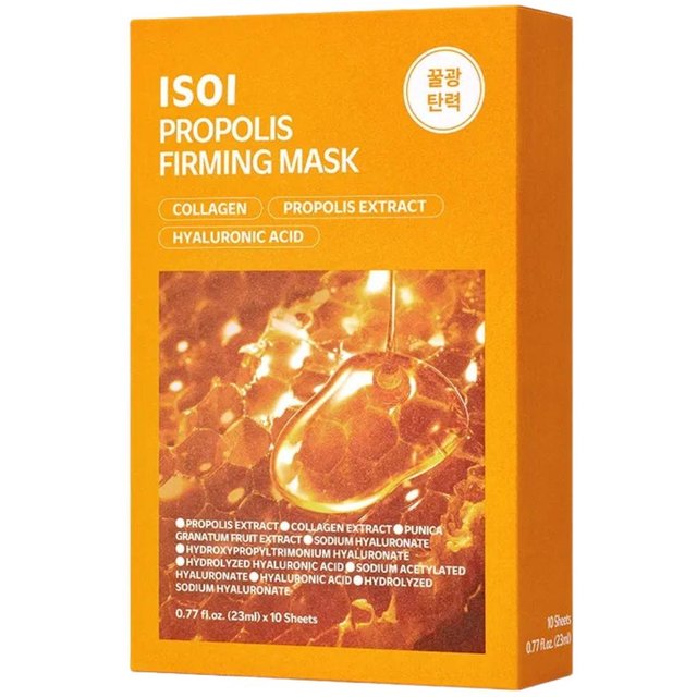 isoi Masque Raffermissant Propolis Repulpant Nourrissant 23ml 10 Feuilles Masque en Feuille Coréen Soin Visage Éclat