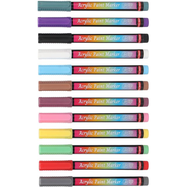 12 STÜCKE Nagellackstifte Mehrere Farben DIY Nagelpunkt Graffiti Punktierstift für Maniküre-Werkzeuge black