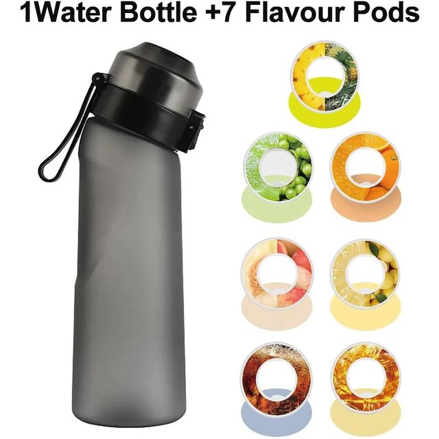 Bouteille d'eau aromatisée 650 ml Bouteille de boisson sportive Alr Up 7 dosettes de parfum de fruits Tasse d'eau pour camping en plein air Fitness Mode