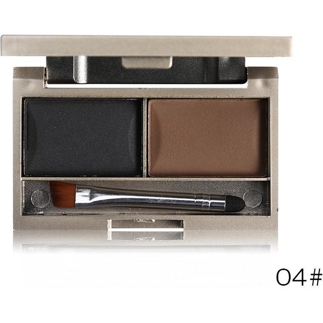Augenbrauen-Puder-Make-up, wasserfest, natürliche Augenbrauenverstärker, Schatten-Kosmetik-Set mit Pinselspiegel 4 gray