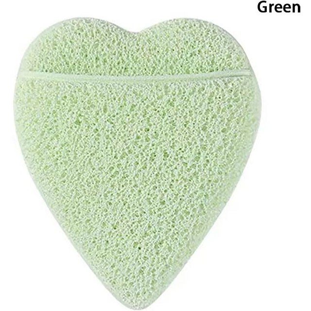 Herzförmiger Gesichtsschwamm, Tiefenreinigungsschwamm, Staubentfernung, weicher Schwamm, Peeling, Gesichtsreinigung, Massageschwamm, Hautpflege-Tool grün